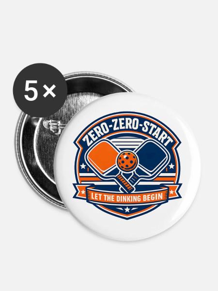 Zero-Zero-Start Trinkbadge - Buttons mittel 32 mm (5er Pack) - Weiß