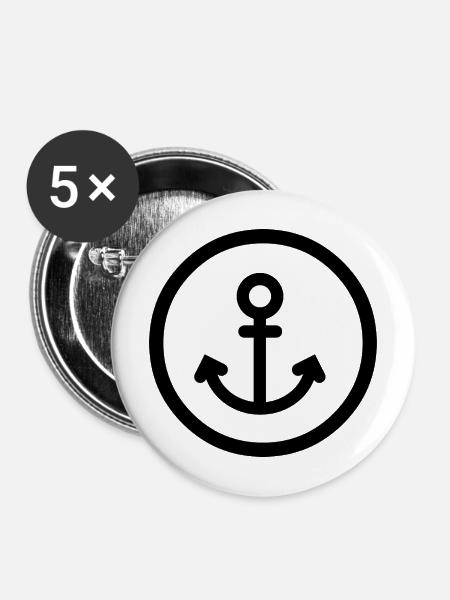 Segeln - Buttons mittel 32 mm (5er Pack) - Weiß