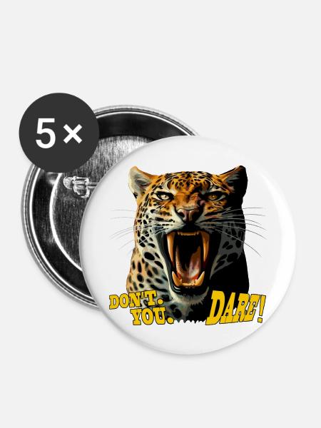 Leopardbrüllender Angriff – Wag es nicht - Buttons mittel 32 mm (5er Pack) - Weiß
