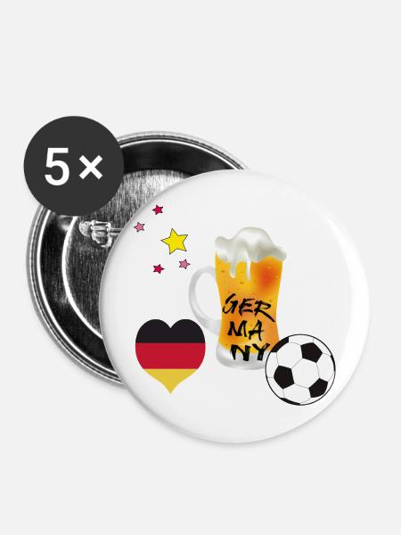 Fußballfan - Buttons mittel 32 mm (5er Pack) - Weiß