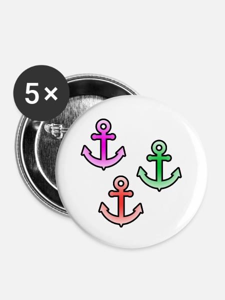 Segeln - Buttons mittel 32 mm (5er Pack) - Weiß