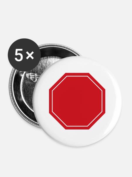 Leeres Stoppschild - Buttons mittel 32 mm (5er Pack) - Weiß