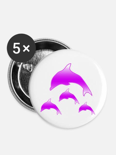 Delfine - Buttons mittel 32 mm (5er Pack) - Weiß