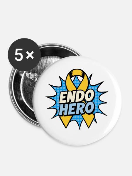 Endo Hero Comic Gelbes Band - Buttons mittel 32 mm (5er Pack) - Weiß