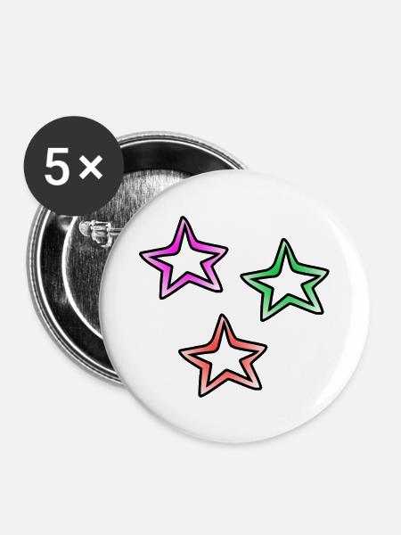 Sterne - Buttons mittel 32 mm (5er Pack) - Weiß