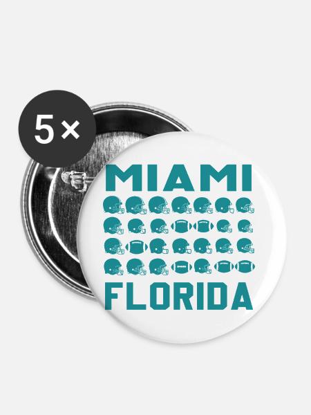 Miami Florida Football Shield - Buttons mittel 32 mm (5er Pack) - Weiß