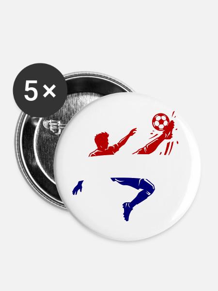 Fallrückzieher Niederlande Fussball - Buttons mittel 32 mm (5er Pack) - Weiß