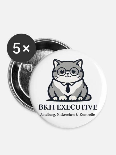Executive Kater mit Brille - Buttons mittel 32 mm (5er Pack) - Weiß
