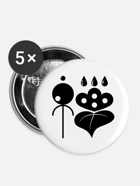 Zen und Japanisch - Buttons mittel 32 mm (5er Pack) - Weiß