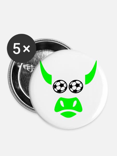 Fußball Grillfleisch - Buttons mittel 32 mm (5er Pack) - Weiß