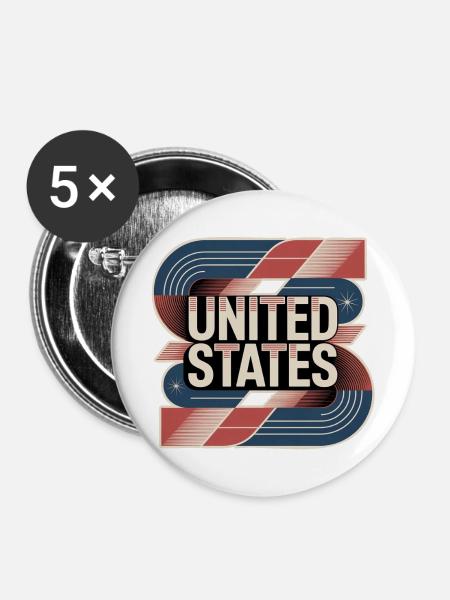 United States  - Buttons mittel 32 mm (5er Pack) - Weiß