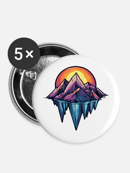 Eisberge Symbol Berge - Buttons mittel 32 mm (5er Pack) - Weiß