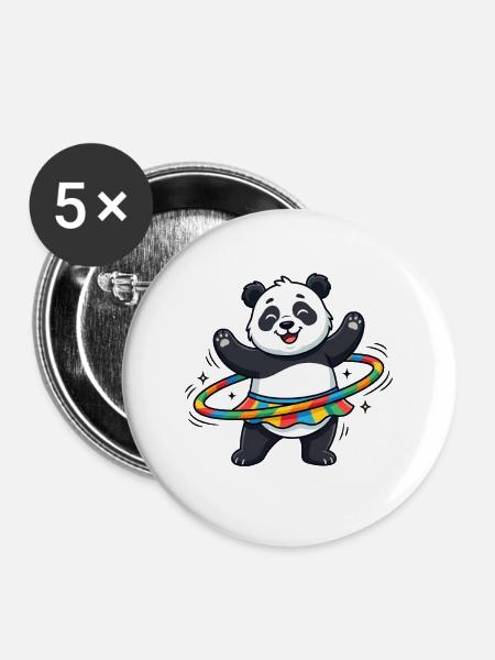 Rainbow Panda Hula-Hoop - Buttons mittel 32 mm (5er Pack) - Weiß