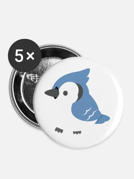 Blue Jay Chick Cartoon - Buttons mittel 32 mm (5er Pack) - Weiß