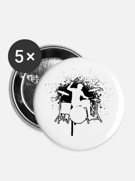 Geschenkidee für den Percussionisten mit Drumming - Buttons mittel 32 mm (5er Pack) - Weiß