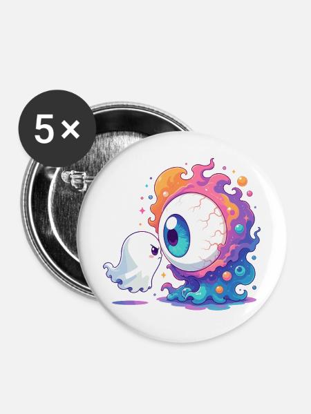 Sternaugenwesen im Cosmos - Buttons mittel 32 mm (5er Pack) - Weiß