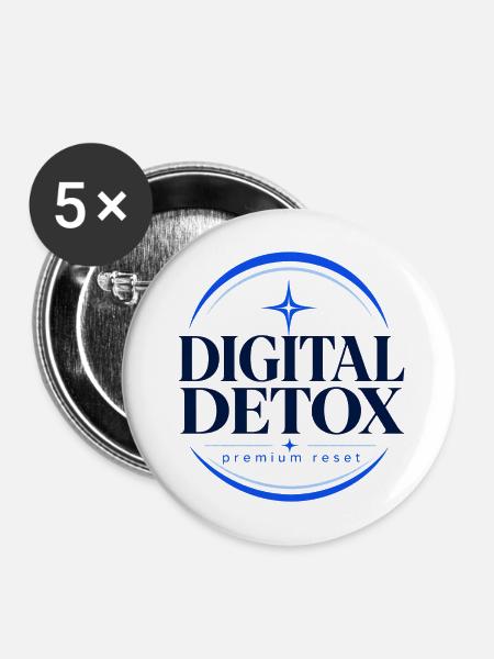 Digital Detox Premium Reset - Buttons mittel 32 mm (5er Pack) - Weiß