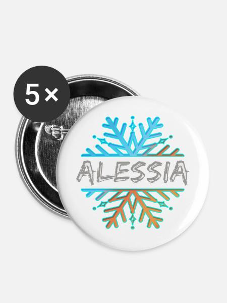 Alessia als Vorname - Buttons mittel 32 mm (5er Pack) - Weiß
