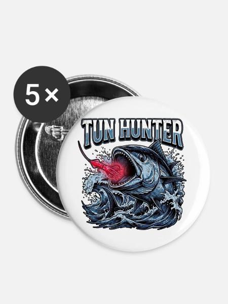 Tun Hunter - Buttons mittel 32 mm (5er Pack) - Weiß