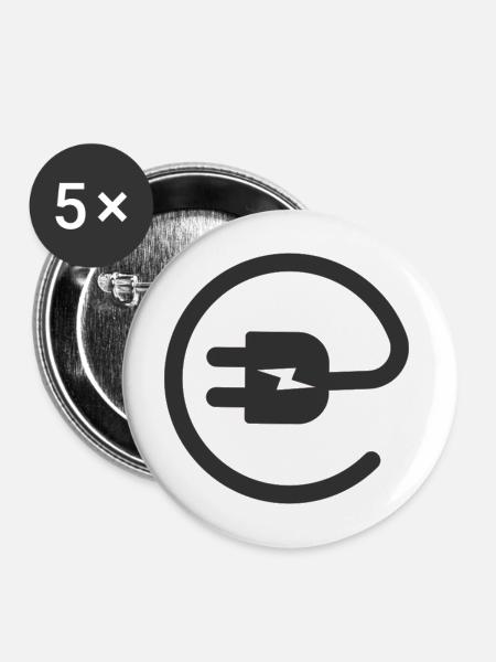 Elektriker Stecker Blitz Logo - Buttons mittel 32 mm (5er Pack) - Weiß