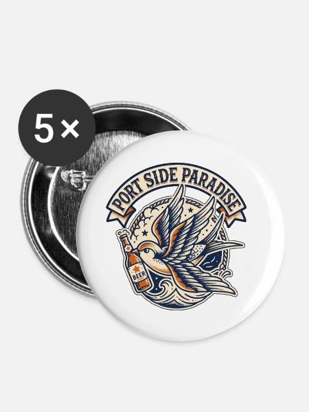 Port Side Paradise - Buttons mittel 32 mm (5er Pack) - Weiß