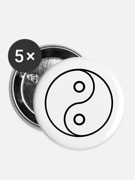 Ying Yang - Buttons mittel 32 mm (5er Pack) - Weiß