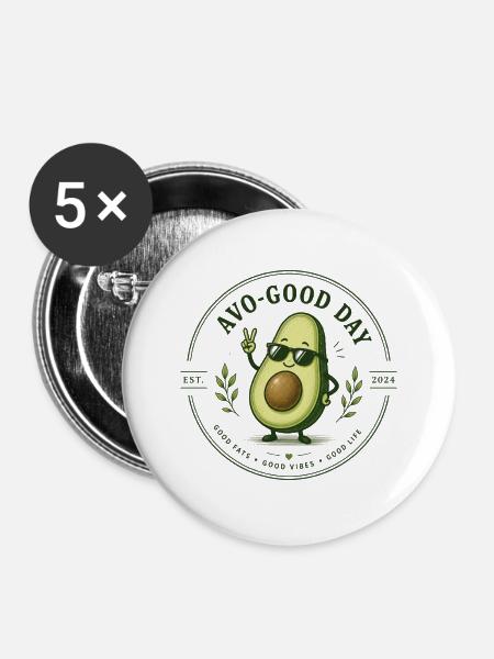 Avocado  - Buttons mittel 32 mm (5er Pack) - Weiß