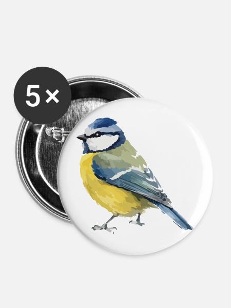 Blaumeise Farbblock-Design - Buttons mittel 32 mm (5er Pack) - Weiß