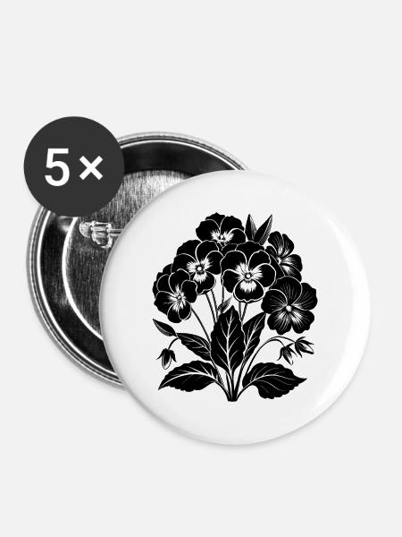Stiefmütterchen - Buttons mittel 32 mm (5er Pack) - Weiß
