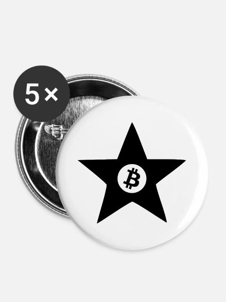 Bitcoin Symbol Schwarz - Buttons mittel 32 mm (5er Pack) - Weiß