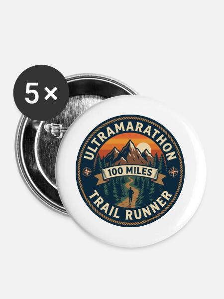 Ultramarathon 100 Meilen Trailrunner - Buttons mittel 32 mm (5er Pack) - Weiß