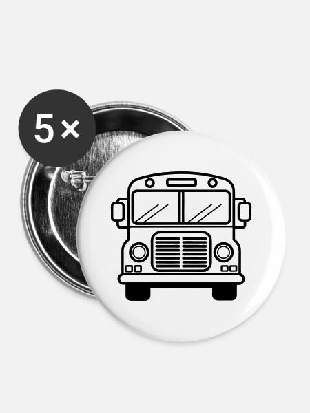 Schulbus - Buttons mittel 32 mm (5er Pack) - Weiß