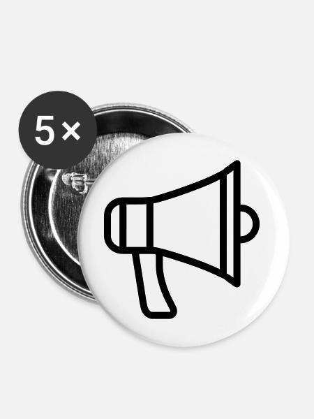 Megaphon - Buttons mittel 32 mm (5er Pack) - Weiß