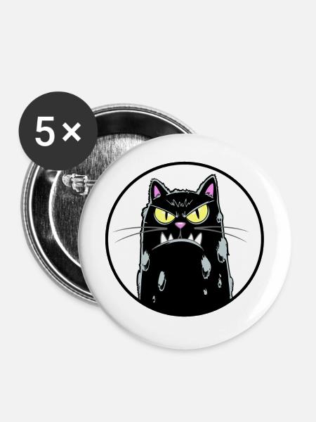 Grimmiger Kater mit weissem hintergrund - Buttons mittel 32 mm (5er Pack) - Weiß