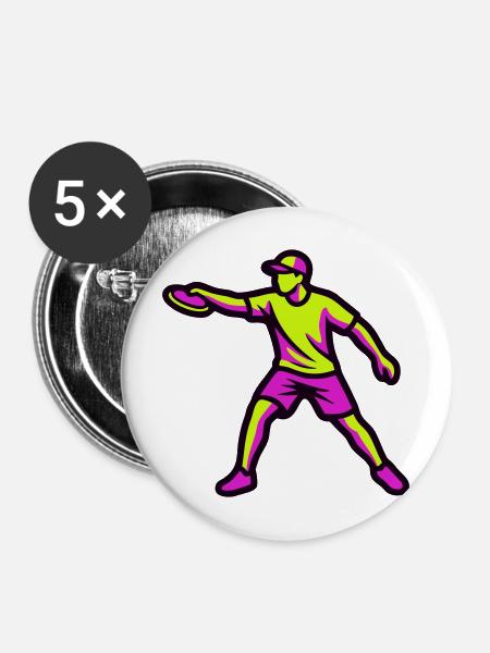 Discgolf Abwurf Silhouette - Buttons mittel 32 mm (5er Pack) - Weiß