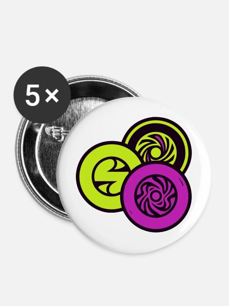 Discgolf Scheiben Set Grafik - Buttons mittel 32 mm (5er Pack) - Weiß