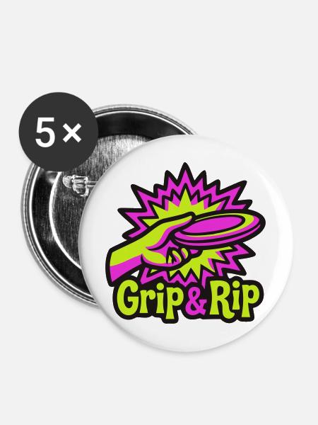 Discgolf Grip Rip Illustration - Buttons mittel 32 mm (5er Pack) - Weiß