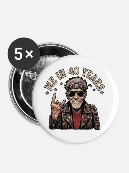 Rocker Für Immer - Buttons mittel 32 mm (5er Pack) - Weiß