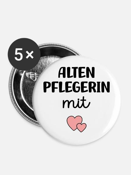 Altenpflegerin mit Herz - Buttons mittel 32 mm (5er Pack) - Weiß