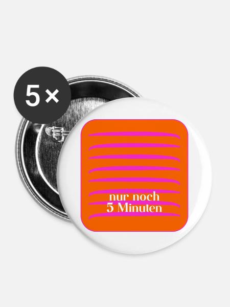 Ausrede 5 Minuten - Buttons mittel 32 mm (5er Pack) - Weiß