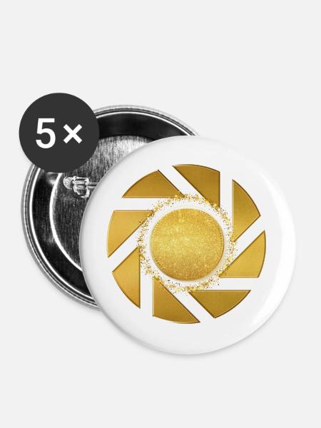 Goldene Glitzerlinse - Buttons mittel 32 mm (5er Pack) - Weiß