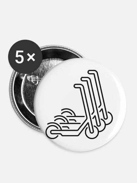 E-Scooter-Flottenlinien-Ikone - Buttons mittel 32 mm (5er Pack) - Weiß