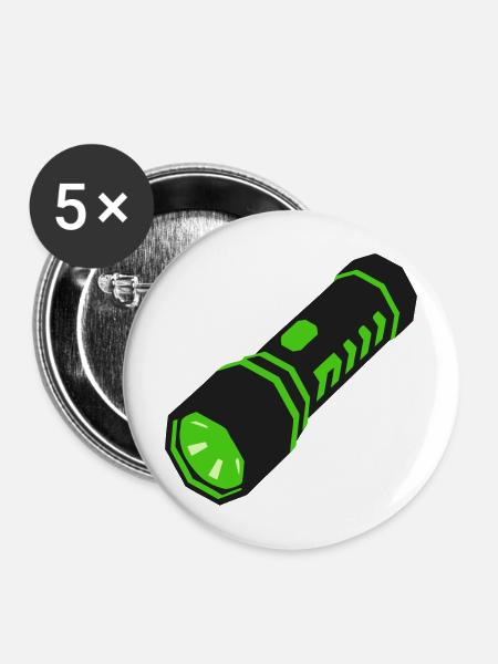 Taschenlampe Licht Icon - Buttons mittel 32 mm (5er Pack) - Weiß