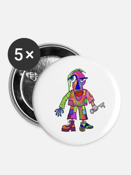 Bunte-Figur - Buttons mittel 32 mm (5er Pack) - Weiß