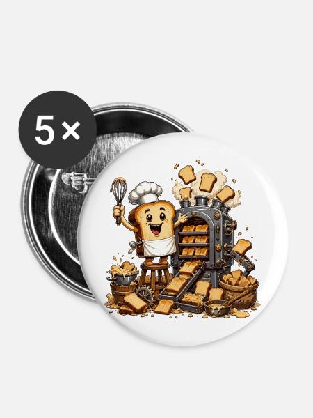 Küchenheld Toastbrotscheibe - Buttons mittel 32 mm (5er Pack) - Weiß