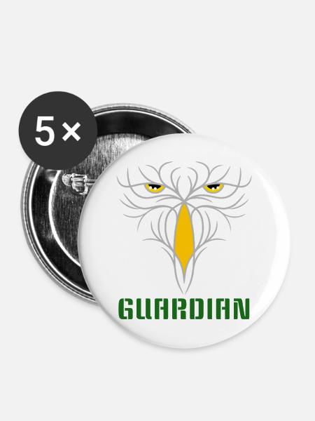 GUARDIAN - Taktisches Raubvogel-Design - Buttons mittel 32 mm (5er Pack) - Weiß