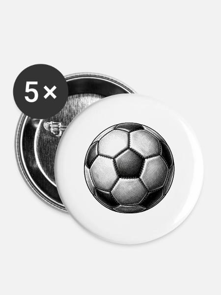 Fussball - Buttons mittel 32 mm (5er Pack) - Weiß