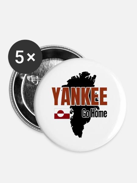 Grönland: Yankee Go Home - Buttons mittel 32 mm (5er Pack) - Weiß