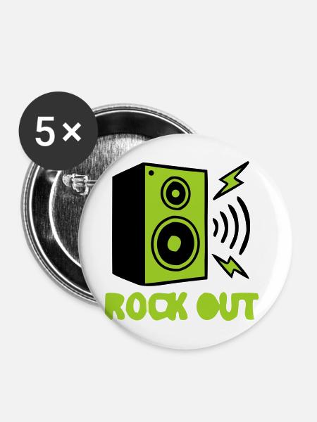 Rock Out Lautsprecher Icon - Buttons mittel 32 mm (5er Pack) - Weiß