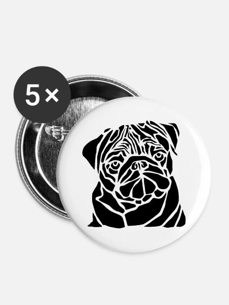Black Dog - Buttons mittel 32 mm (5er Pack) - Weiß